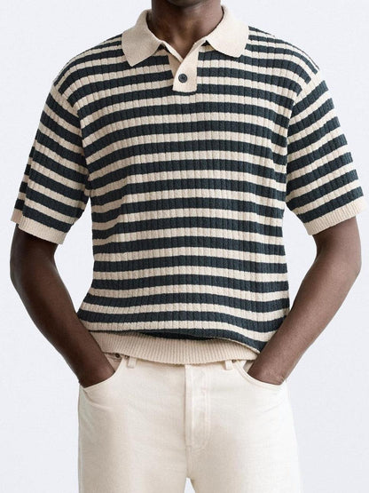 KNITTED STRIPED POLO - LORMIER - 