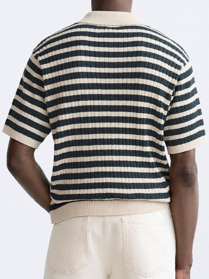 KNITTED STRIPED POLO - LORMIER - 