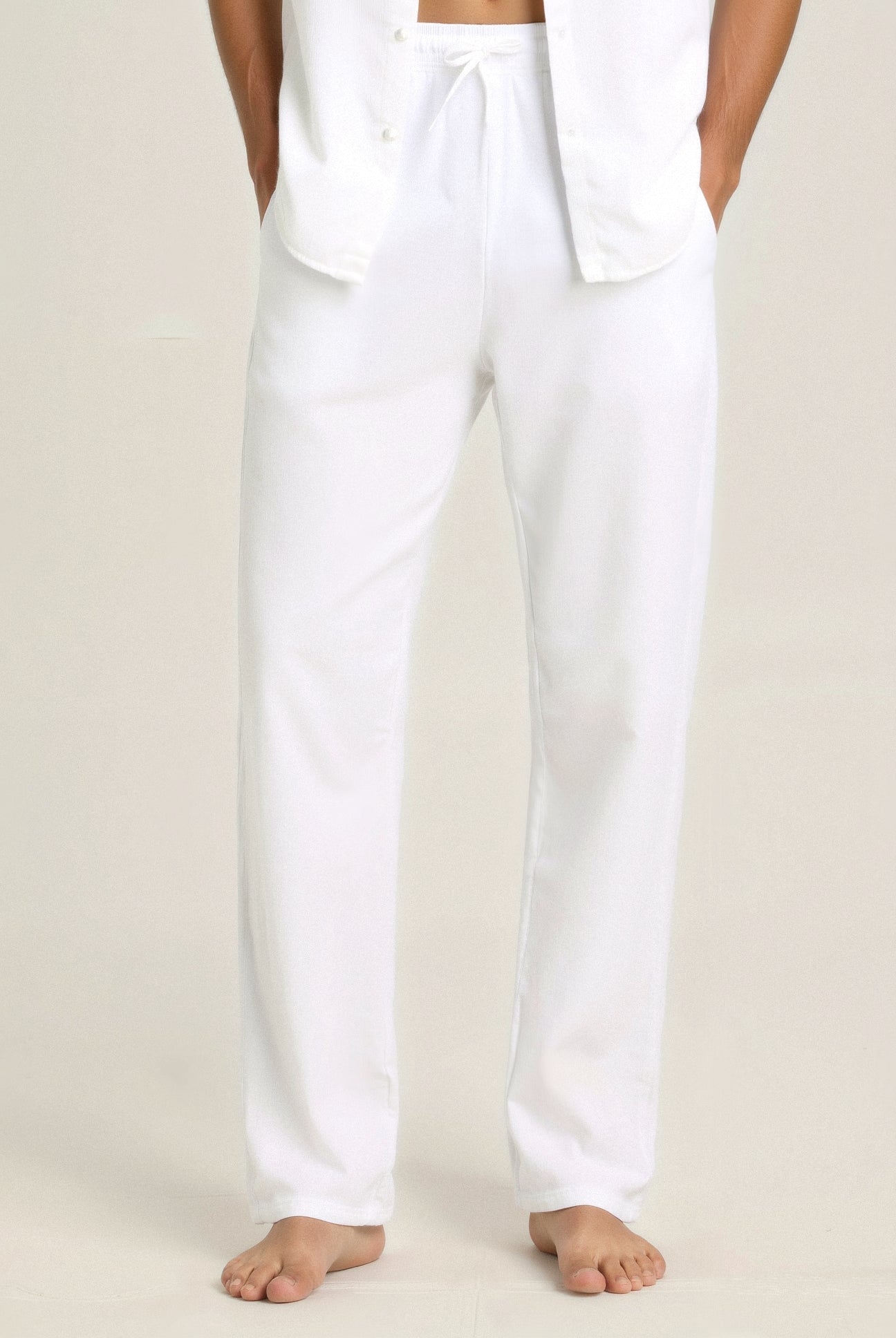 LIGHTWEIGHT BEACH COTTON LINEN PANTS - LORMIER - 