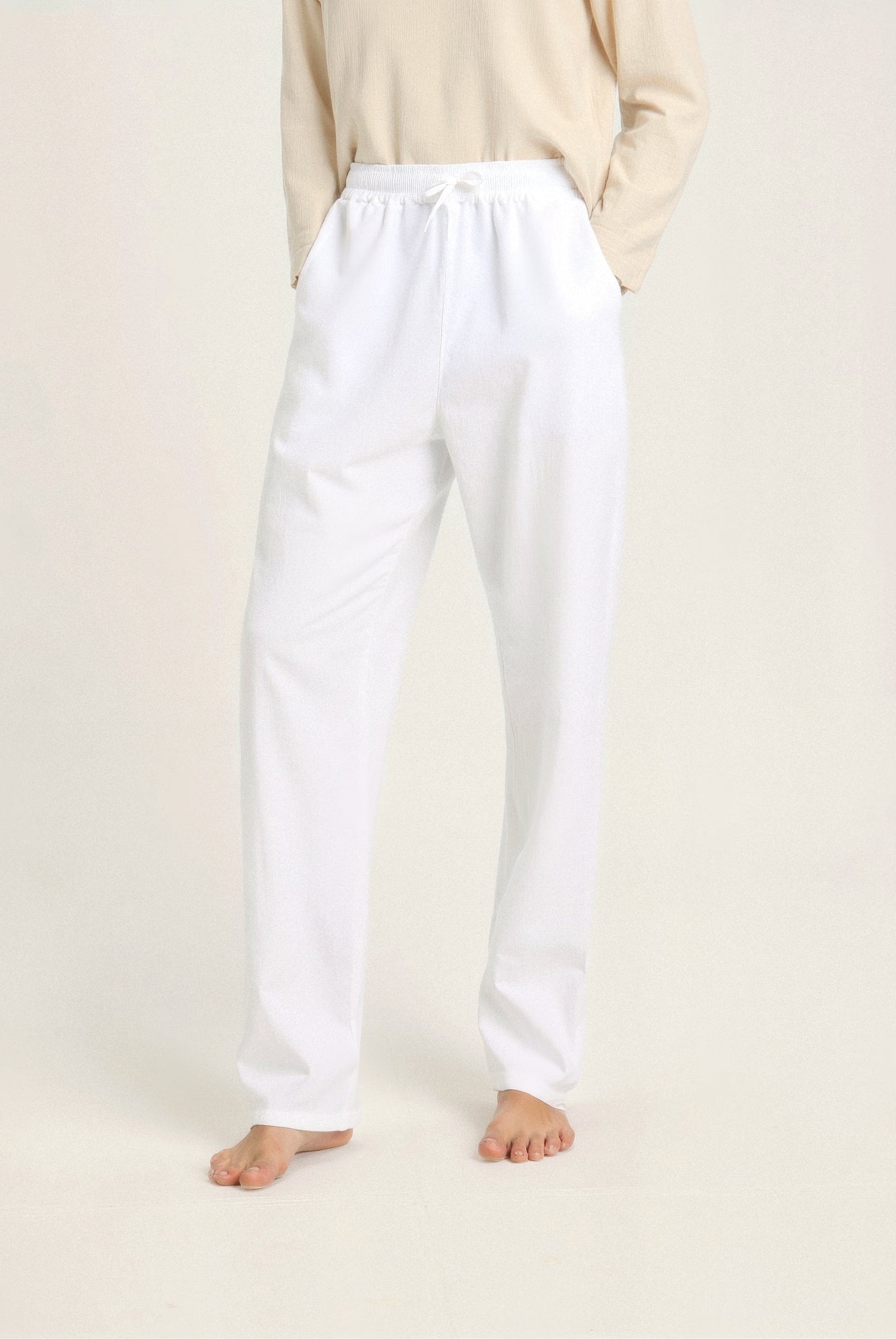 LIGHTWEIGHT BEACH COTTON LINEN PANTS - LORMIER - 