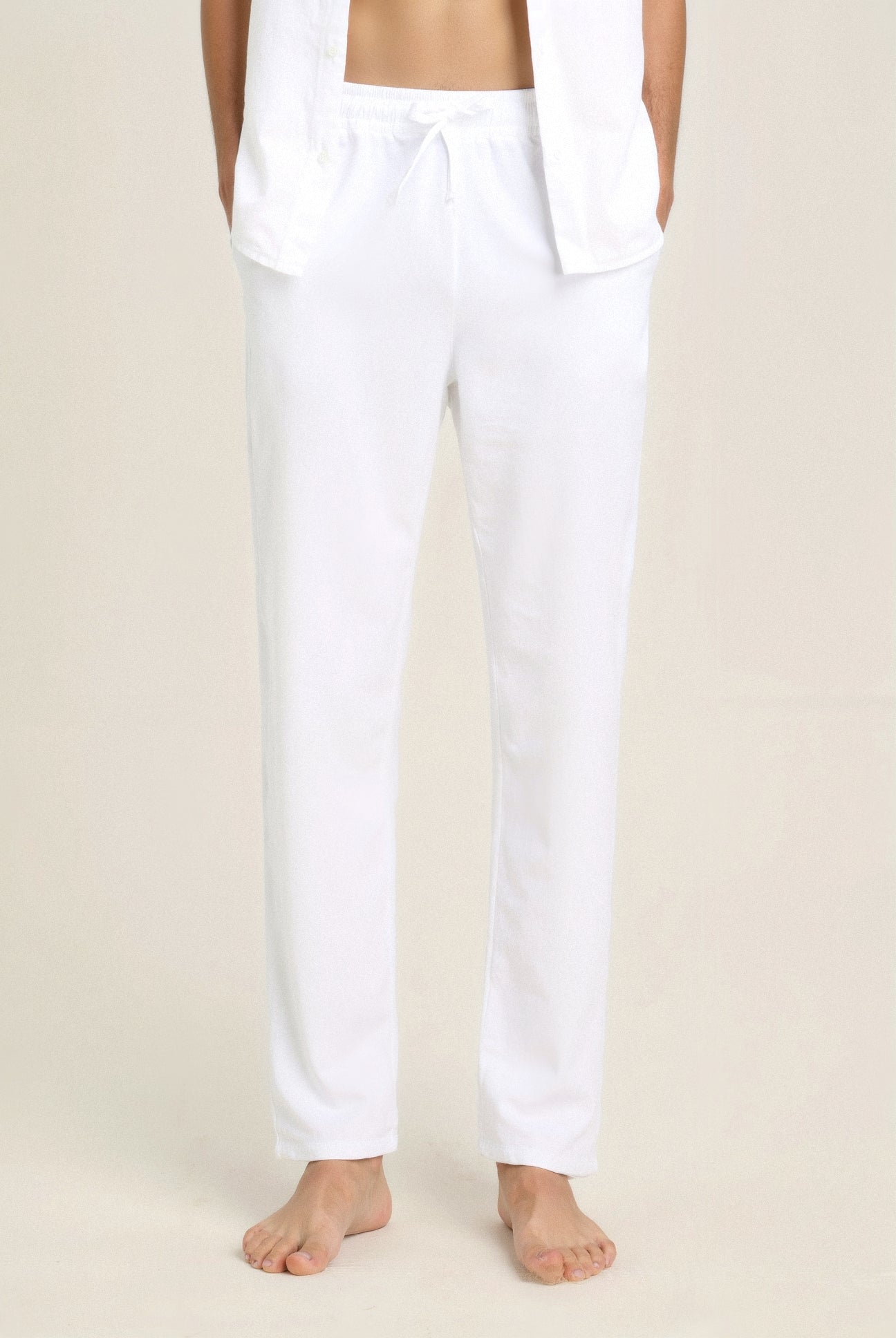 LIGHTWEIGHT BEACH COTTON LINEN PANTS - LORMIER - 