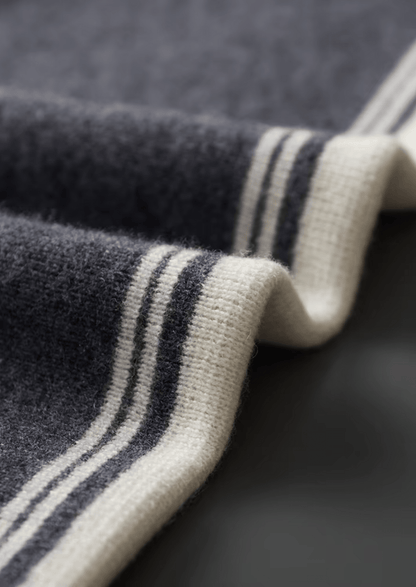 LUXURY MERINO WOOL SIDE - STRIPE LOUNGE SET - LORMIER - 