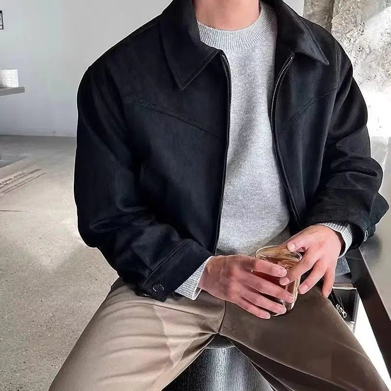 THE HERITAGE CHAMOIS LAPEL JACKET (BROWN COFFEE VINTAGE STYLE) - LORMIER -