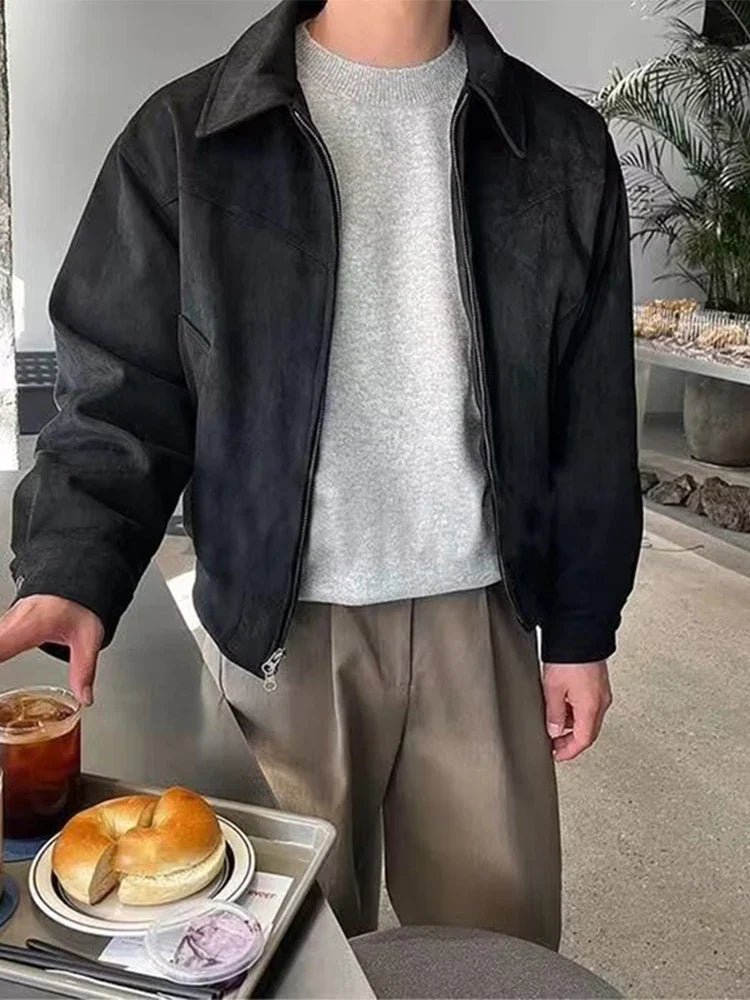 THE HERITAGE CHAMOIS LAPEL JACKET (BROWN COFFEE VINTAGE STYLE) - LORMIER -