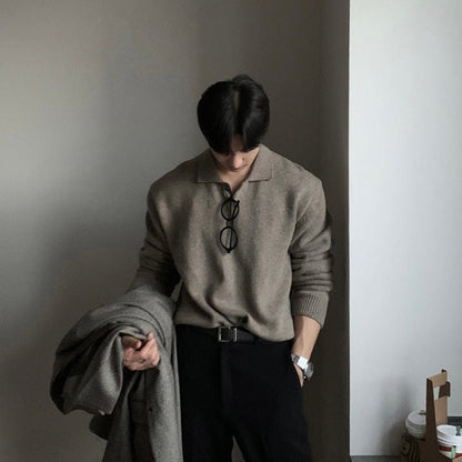 MERINO POLO SWEATER - LORMIER - 