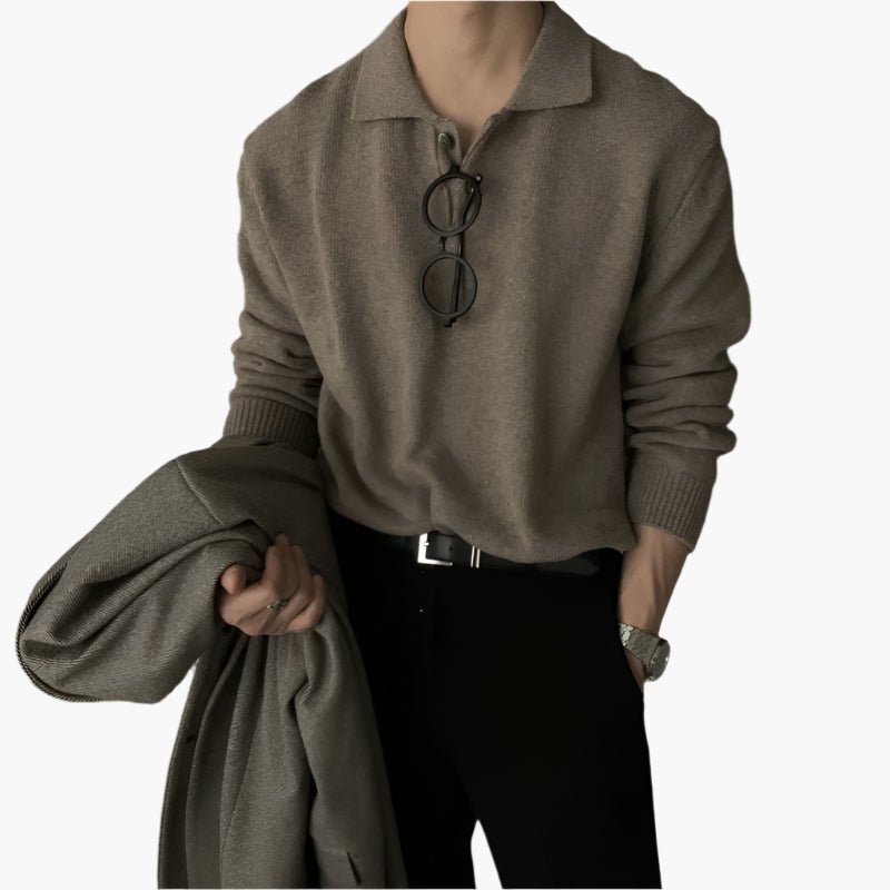 MERINO POLO SWEATER - LORMIER - 