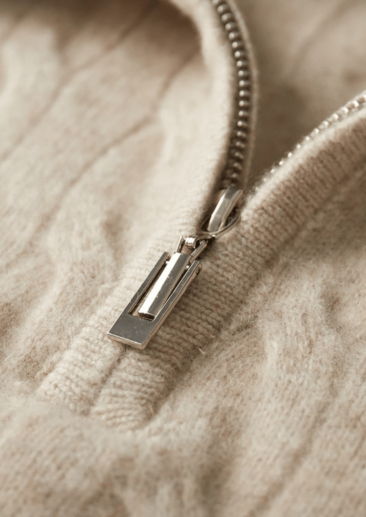 MERINO WOOL CABLE HALF ZIP - LORMIER - 