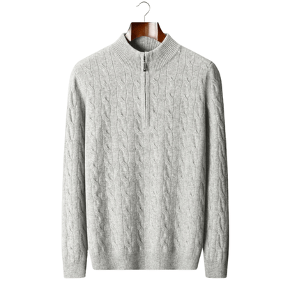 MERINO WOOL CABLE HALF ZIP - LORMIER - 