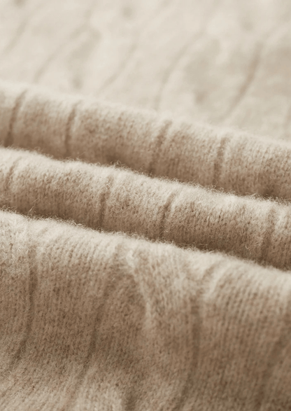 MERINO WOOL CABLE HALF ZIP - LORMIER - 