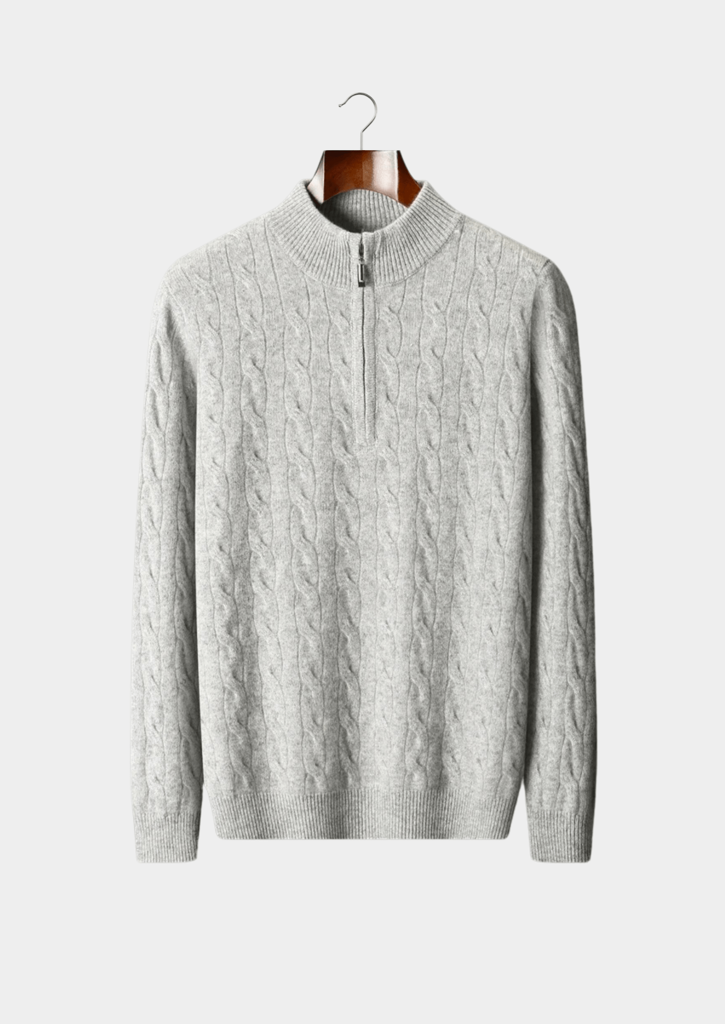 MERINO WOOL CABLE HALF ZIP - LORMIER - 