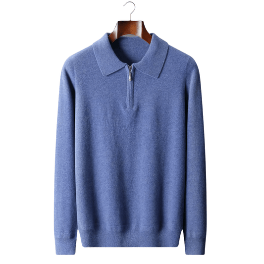 MERINO WOOL HALF ZIP POLO - LORMIER - 