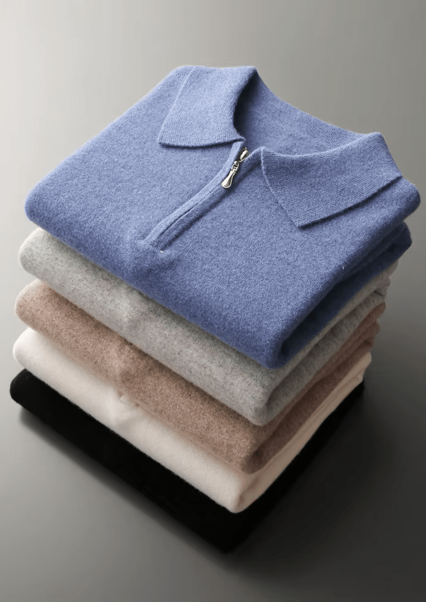 MERINO WOOL HALF ZIP POLO - LORMIER - 