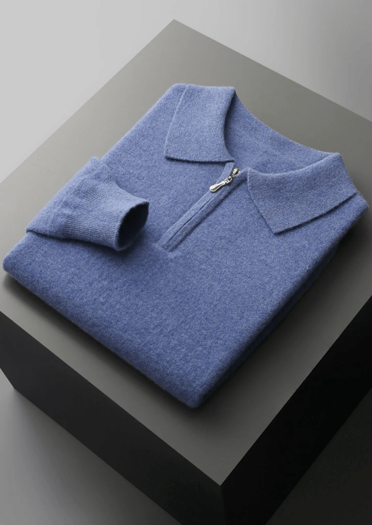 MERINO WOOL HALF ZIP POLO - LORMIER - 