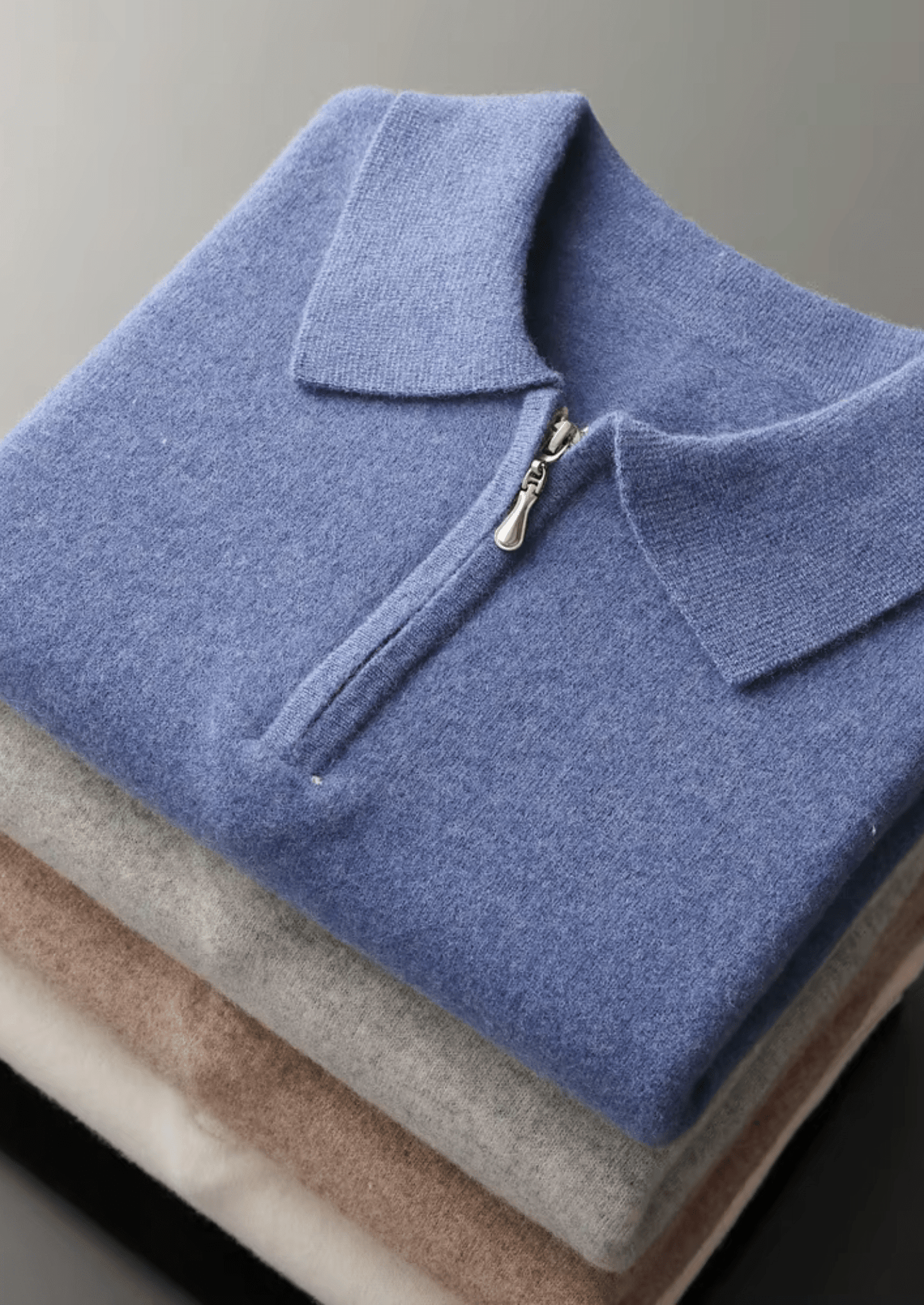 MERINO WOOL HALF ZIP POLO - LORMIER - 