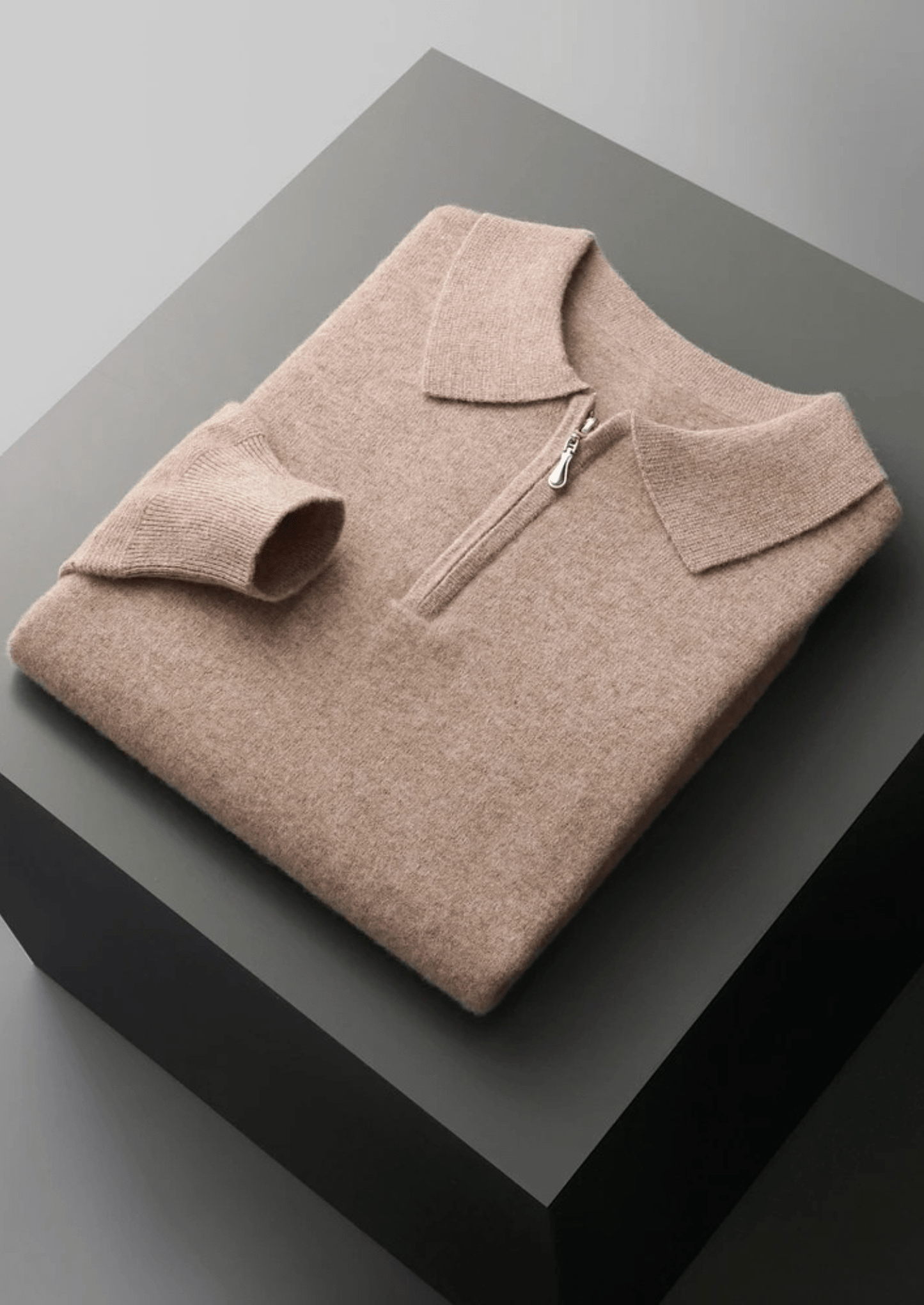 MERINO WOOL HALF ZIP POLO - LORMIER - 