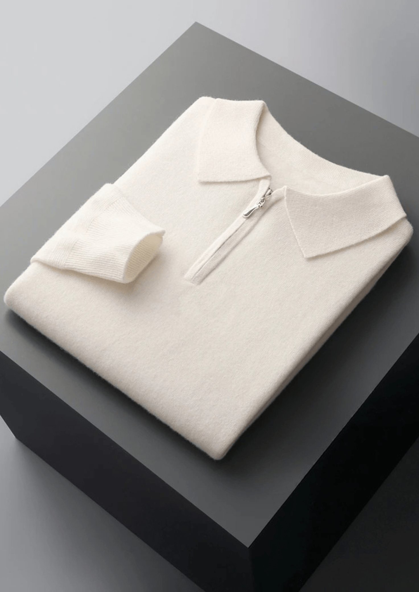 MERINO WOOL HALF ZIP POLO - LORMIER - 