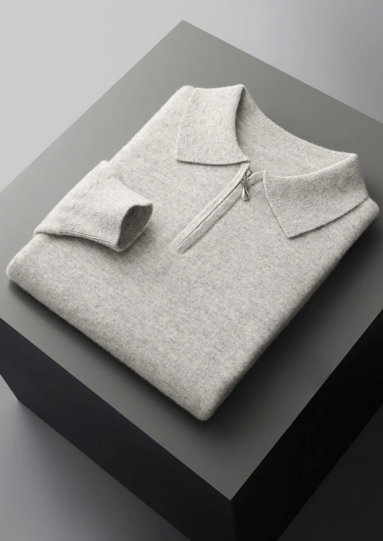 MERINO WOOL HALF ZIP POLO - LORMIER - 