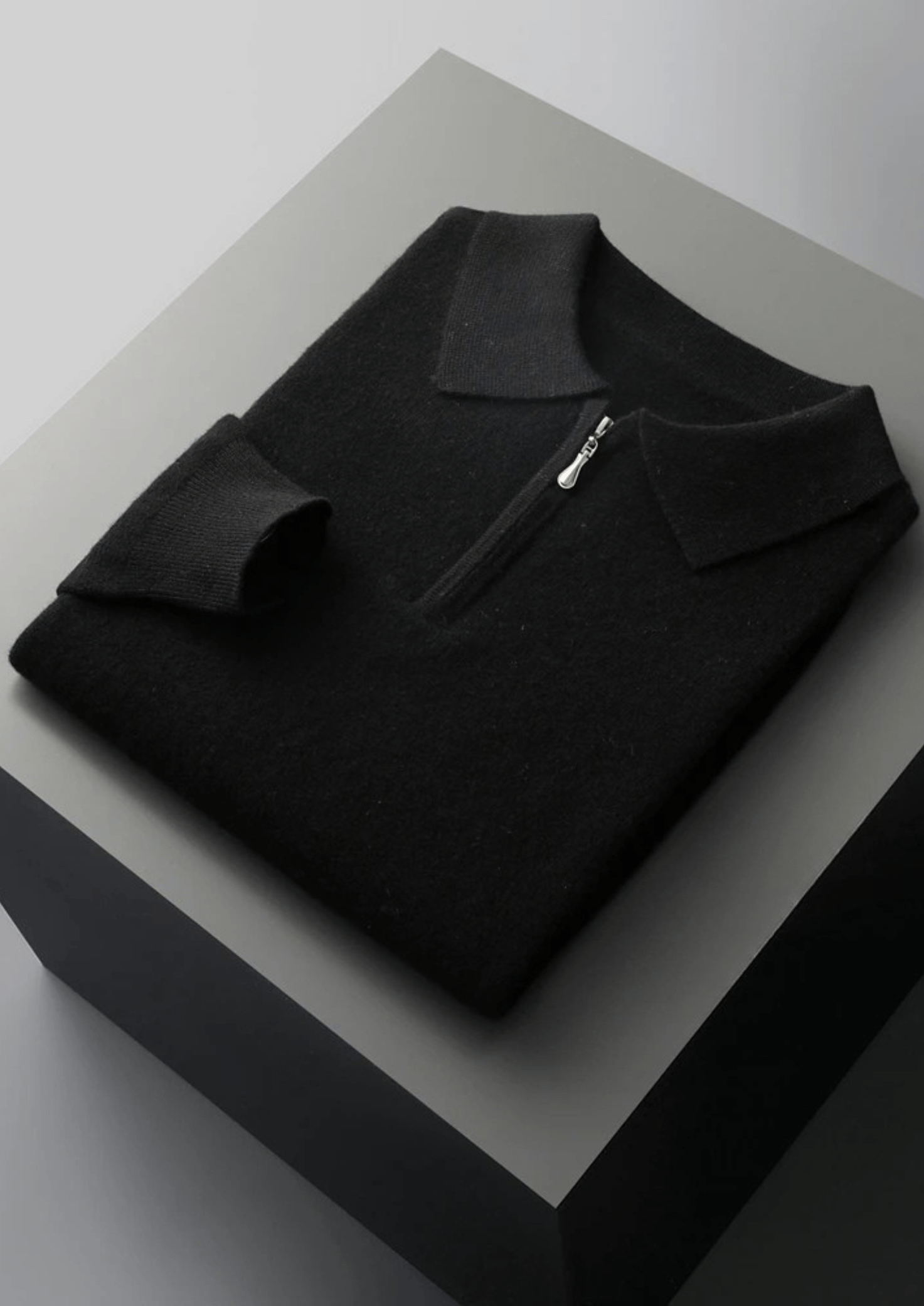 MERINO WOOL HALF ZIP POLO - LORMIER - 