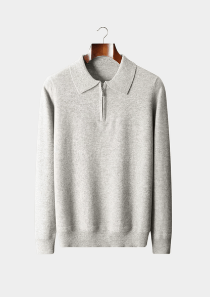 MERINO WOOL HALF ZIP POLO - LORMIER - 