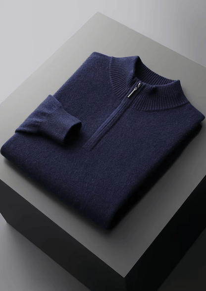 MERINO WOOL HALF ZIP SWEATER - LORMIER - 