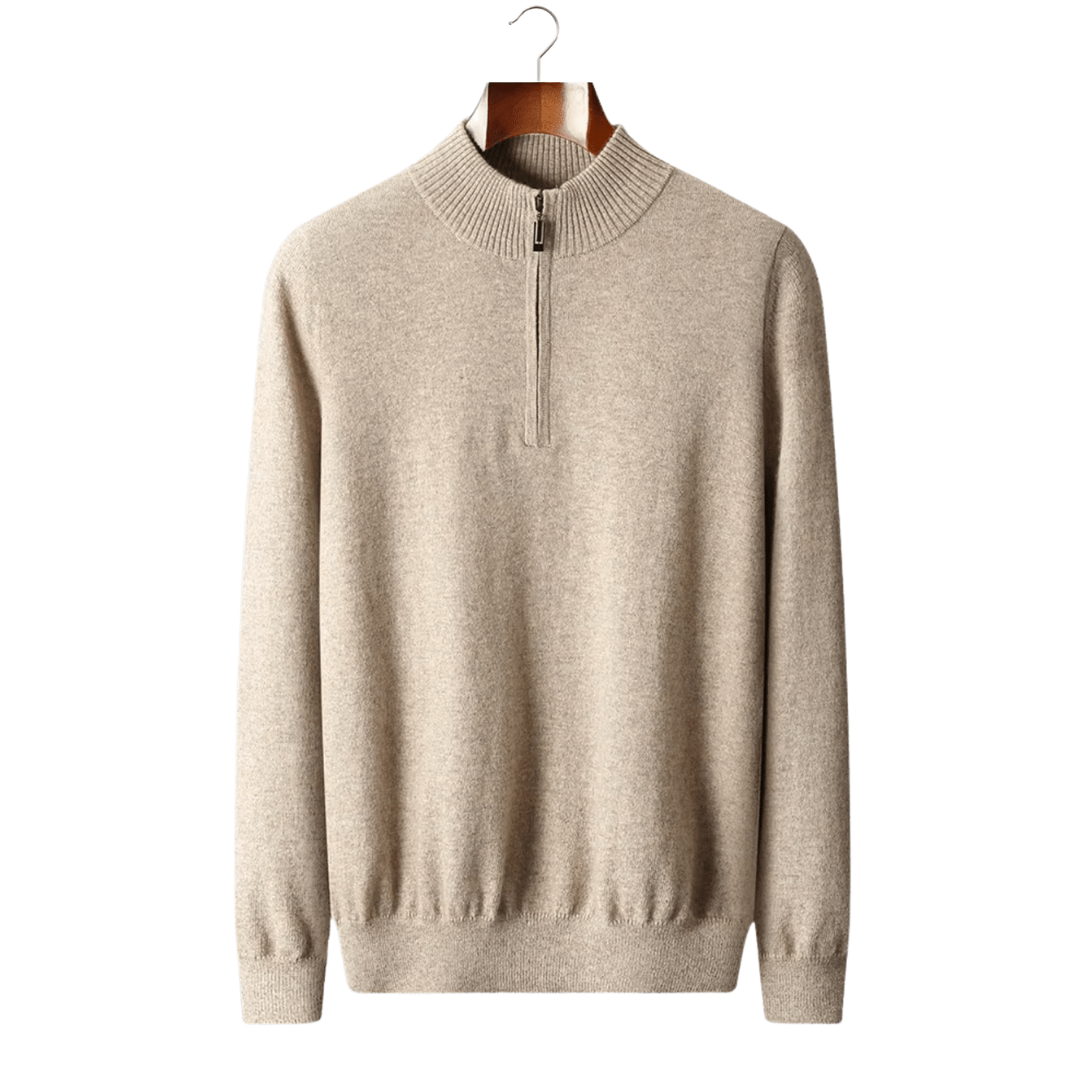 MERINO WOOL HALF ZIP SWEATER - LORMIER - 