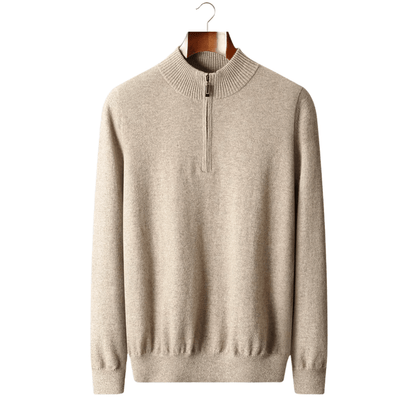 MERINO WOOL HALF ZIP SWEATER - LORMIER - 