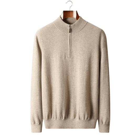 MERINO WOOL HALF ZIP SWEATER - LORMIER - 