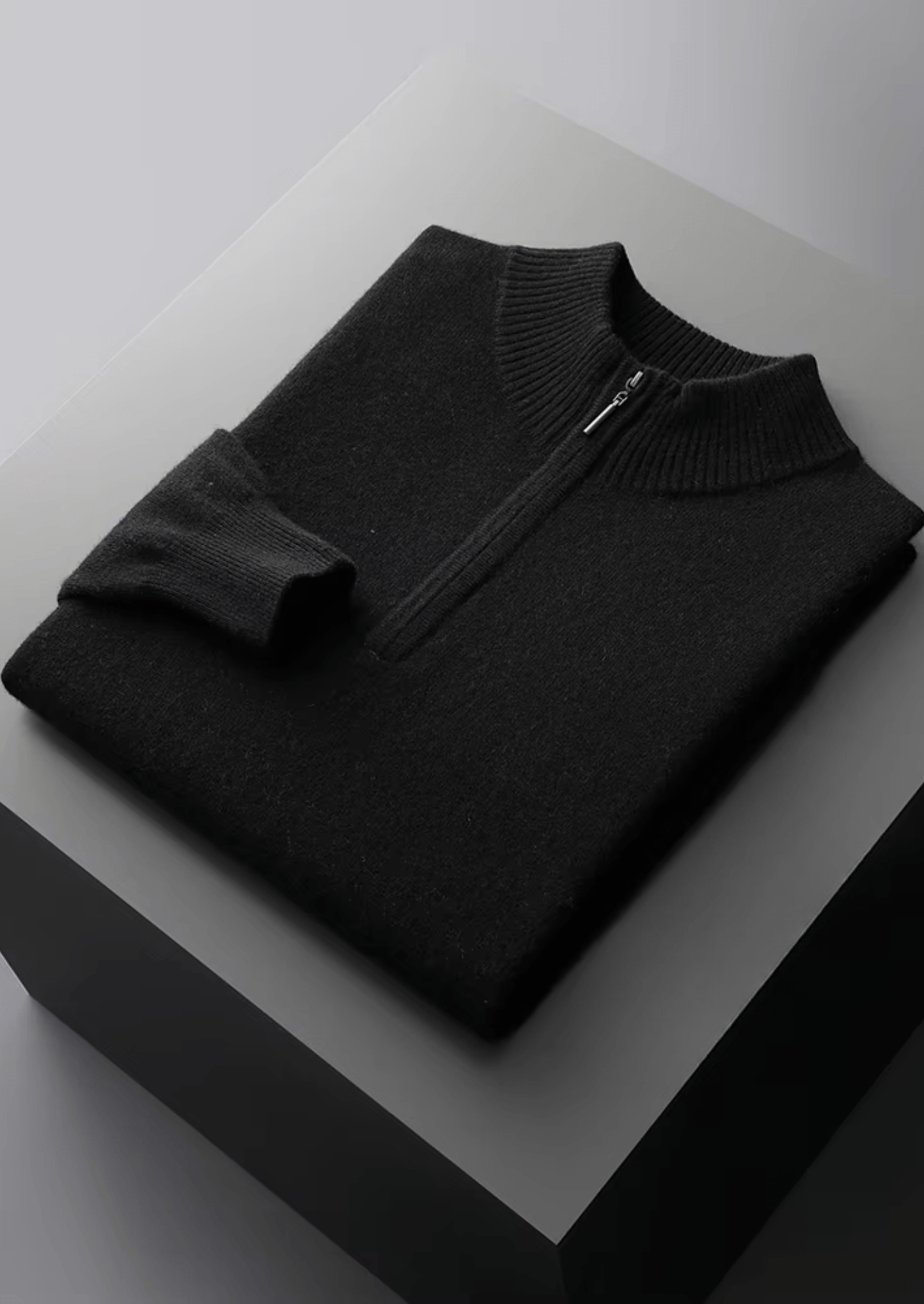 MERINO WOOL HALF ZIP SWEATER - LORMIER - 