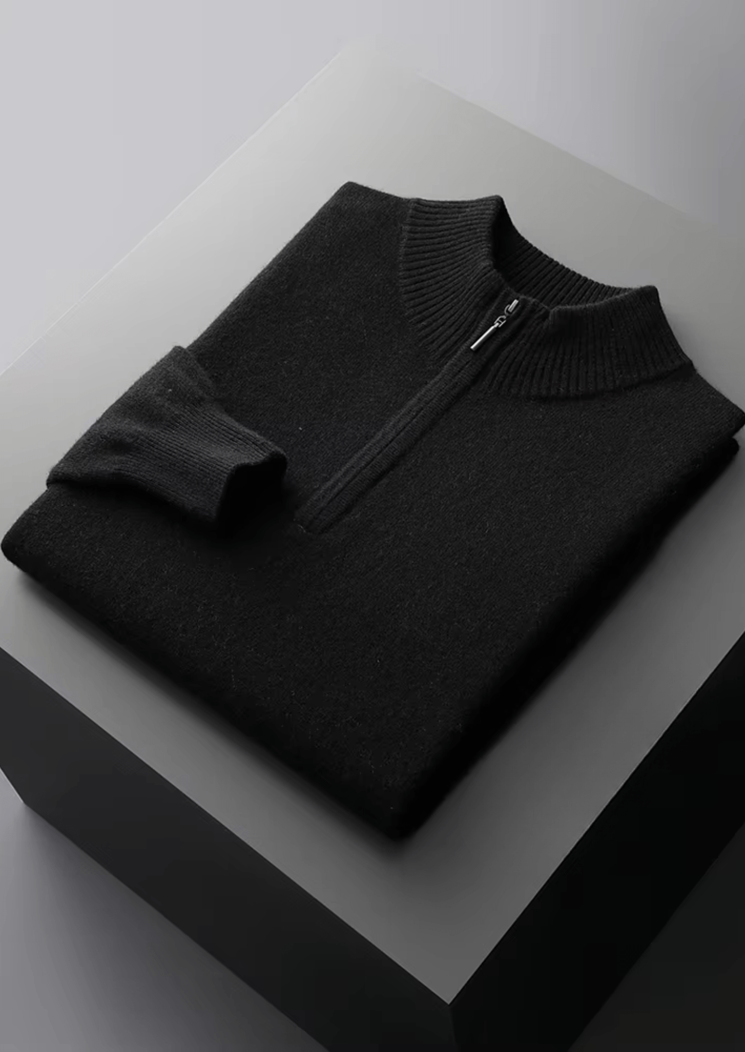 MERINO WOOL HALF ZIP SWEATER - LORMIER - 