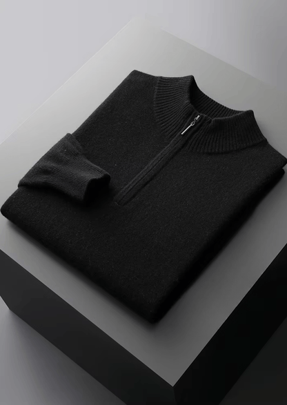 MERINO WOOL HALF ZIP SWEATER - LORMIER - 