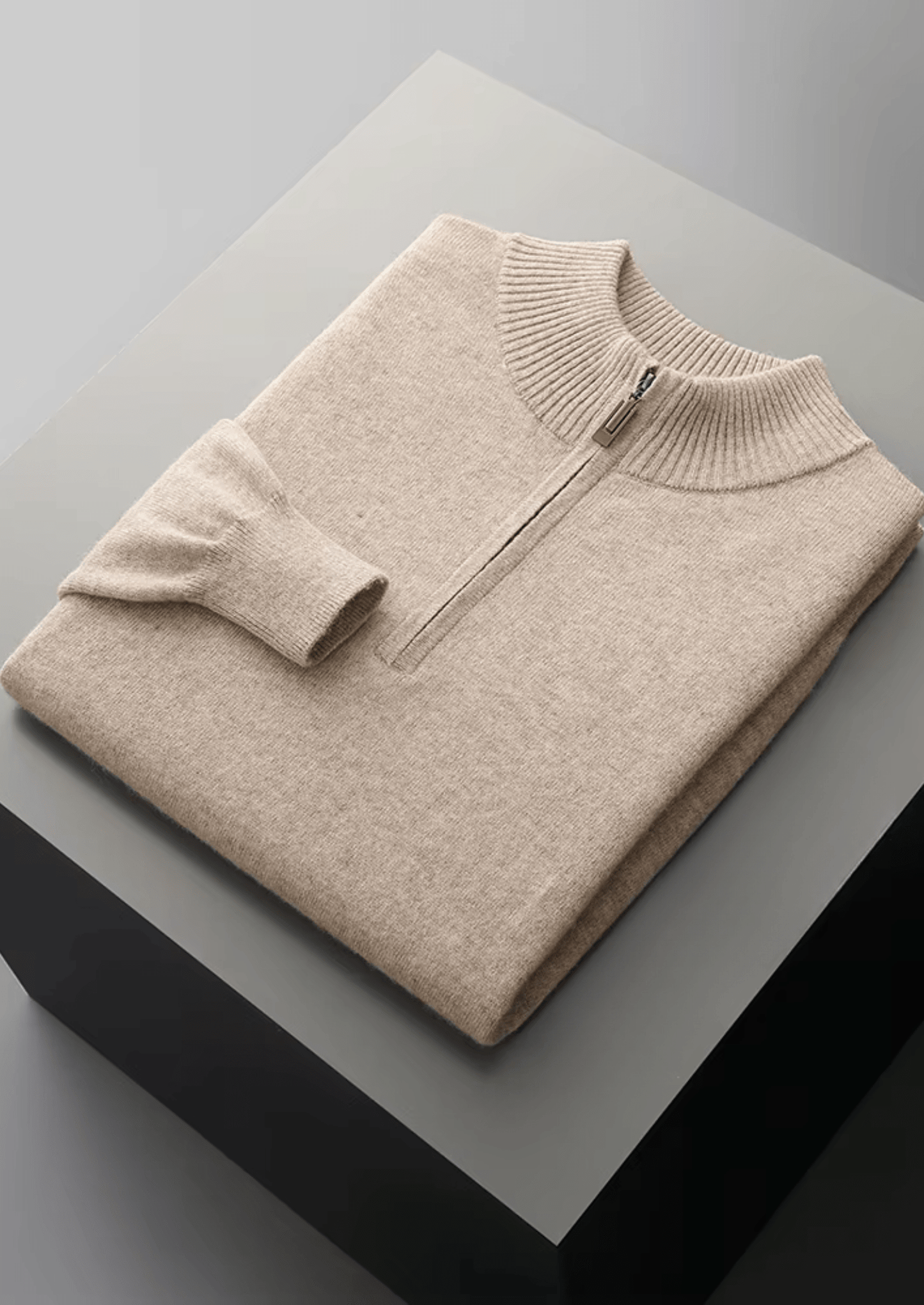 MERINO WOOL HALF ZIP SWEATER - LORMIER - 