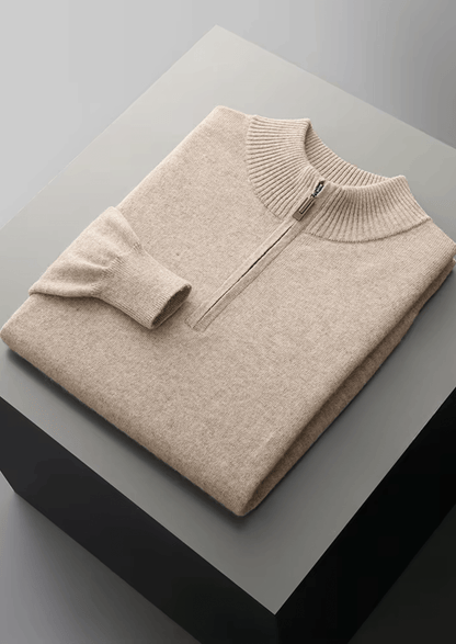 MERINO WOOL HALF ZIP SWEATER - LORMIER - 