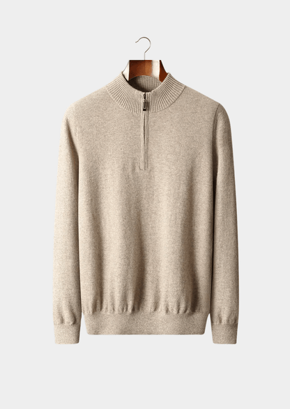 MERINO WOOL HALF ZIP SWEATER - LORMIER - 