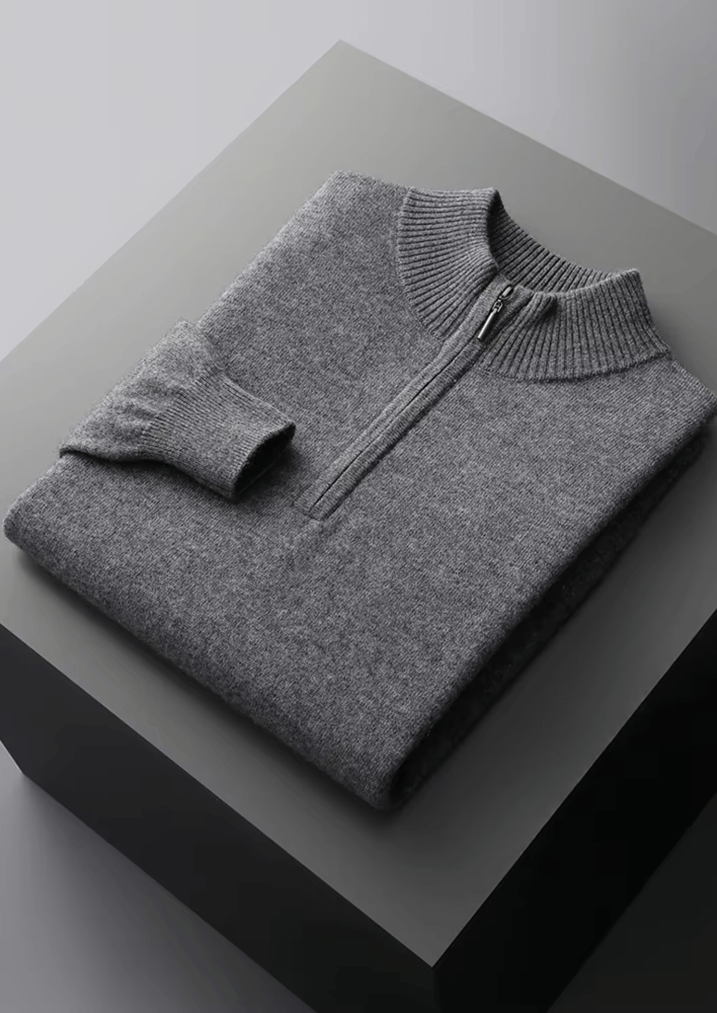 MERINO WOOL HALF ZIP SWEATER - LORMIER - 
