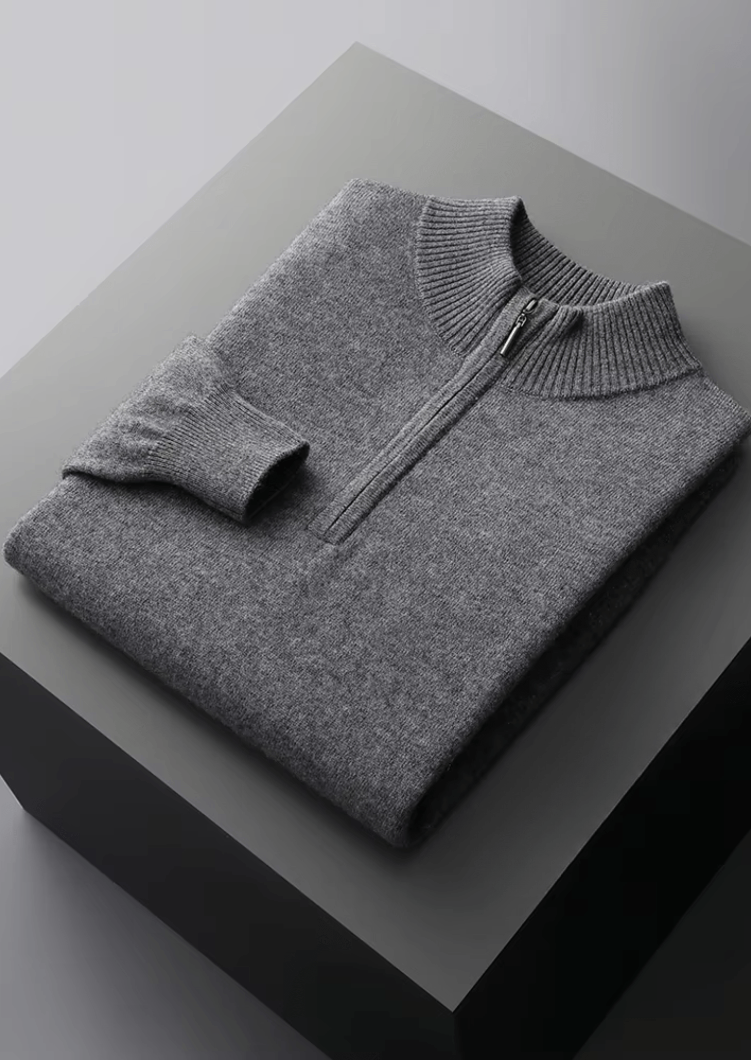 MERINO WOOL HALF ZIP SWEATER - LORMIER - 