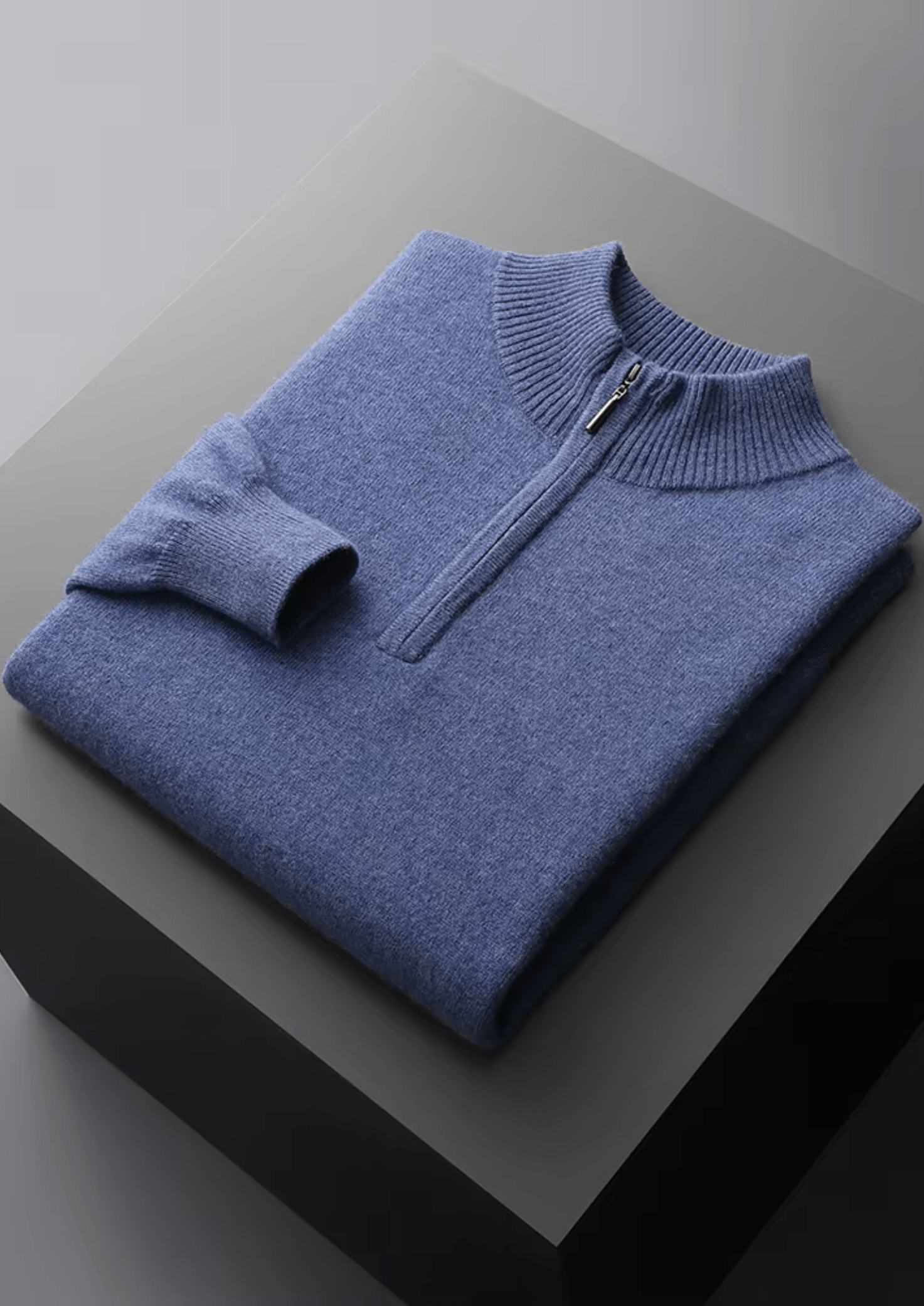 MERINO WOOL HALF ZIP SWEATER - LORMIER - 