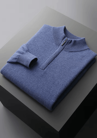 MERINO WOOL HALF ZIP SWEATER - LORMIER - 