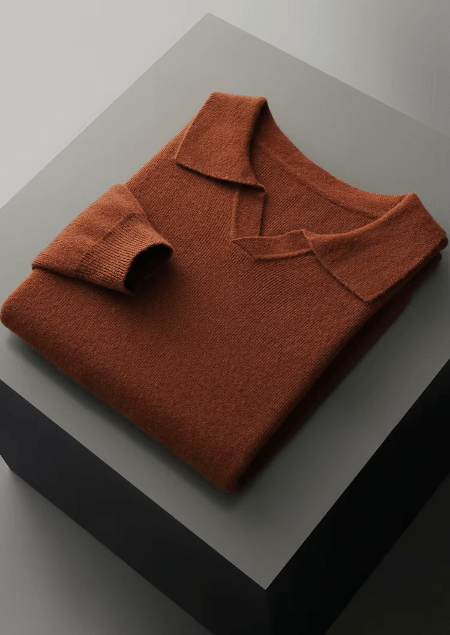 MERINO WOOL RIBBED BUTTONLESS POLO - LORMIER - 