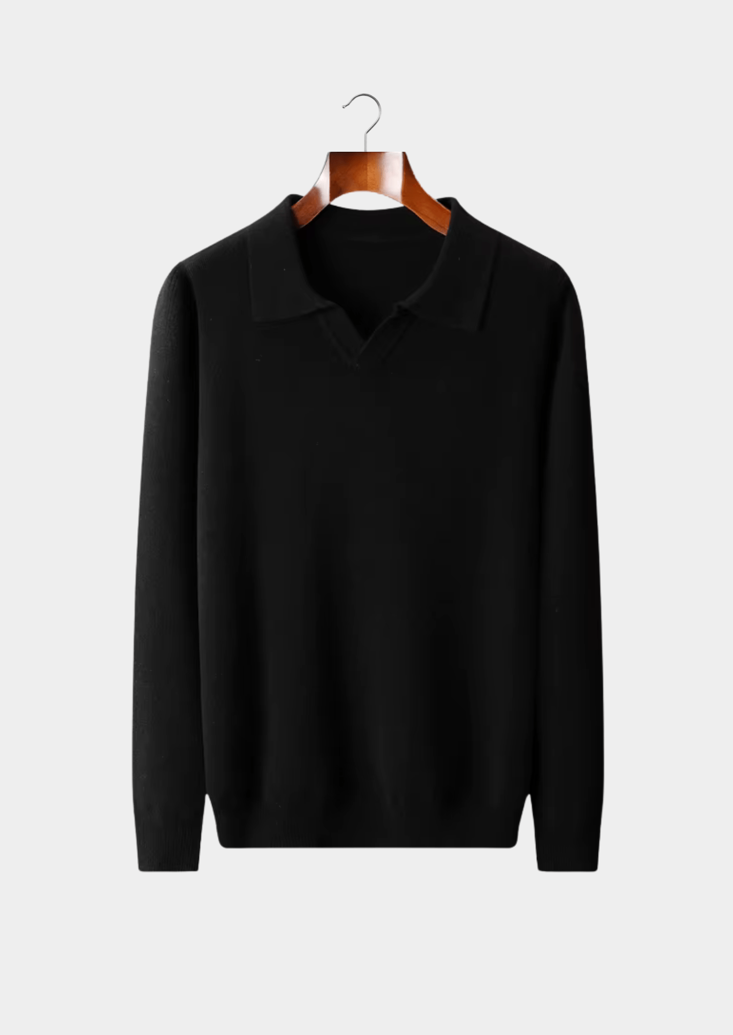 MERINO WOOL RIBBED BUTTONLESS POLO - LORMIER - 