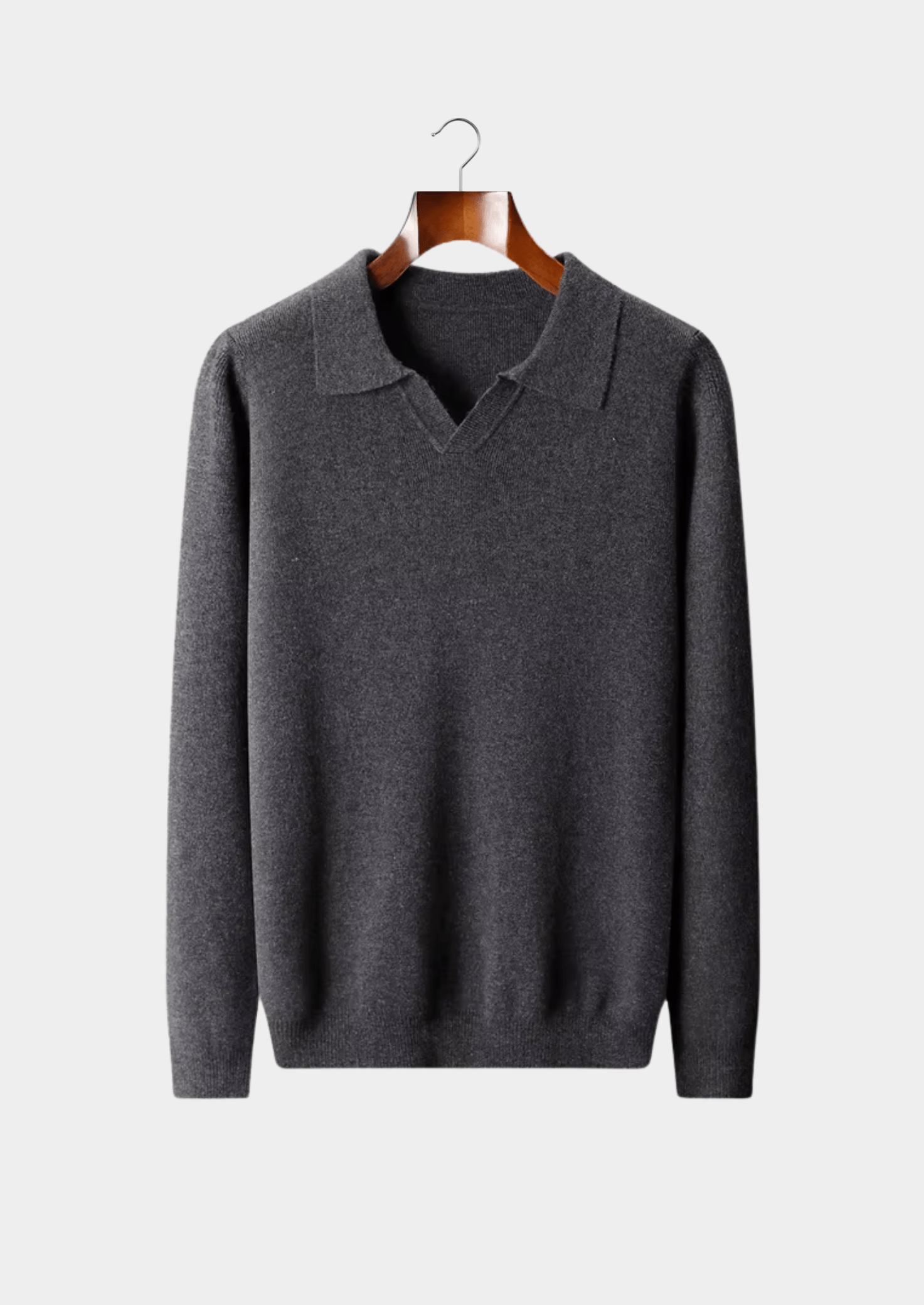 MERINO WOOL RIBBED BUTTONLESS POLO - LORMIER - 