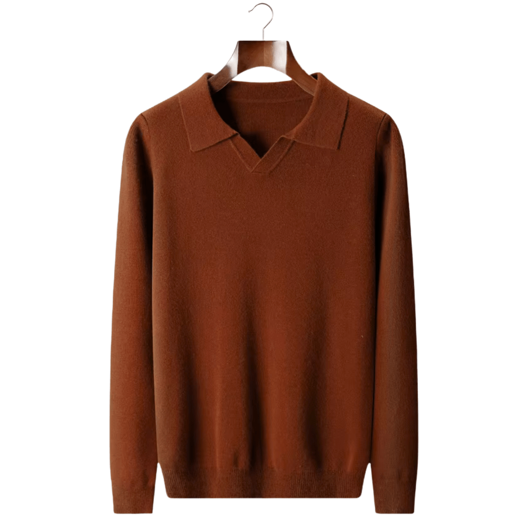 MERINO WOOL RIBBED BUTTONLESS POLO - LORMIER - 