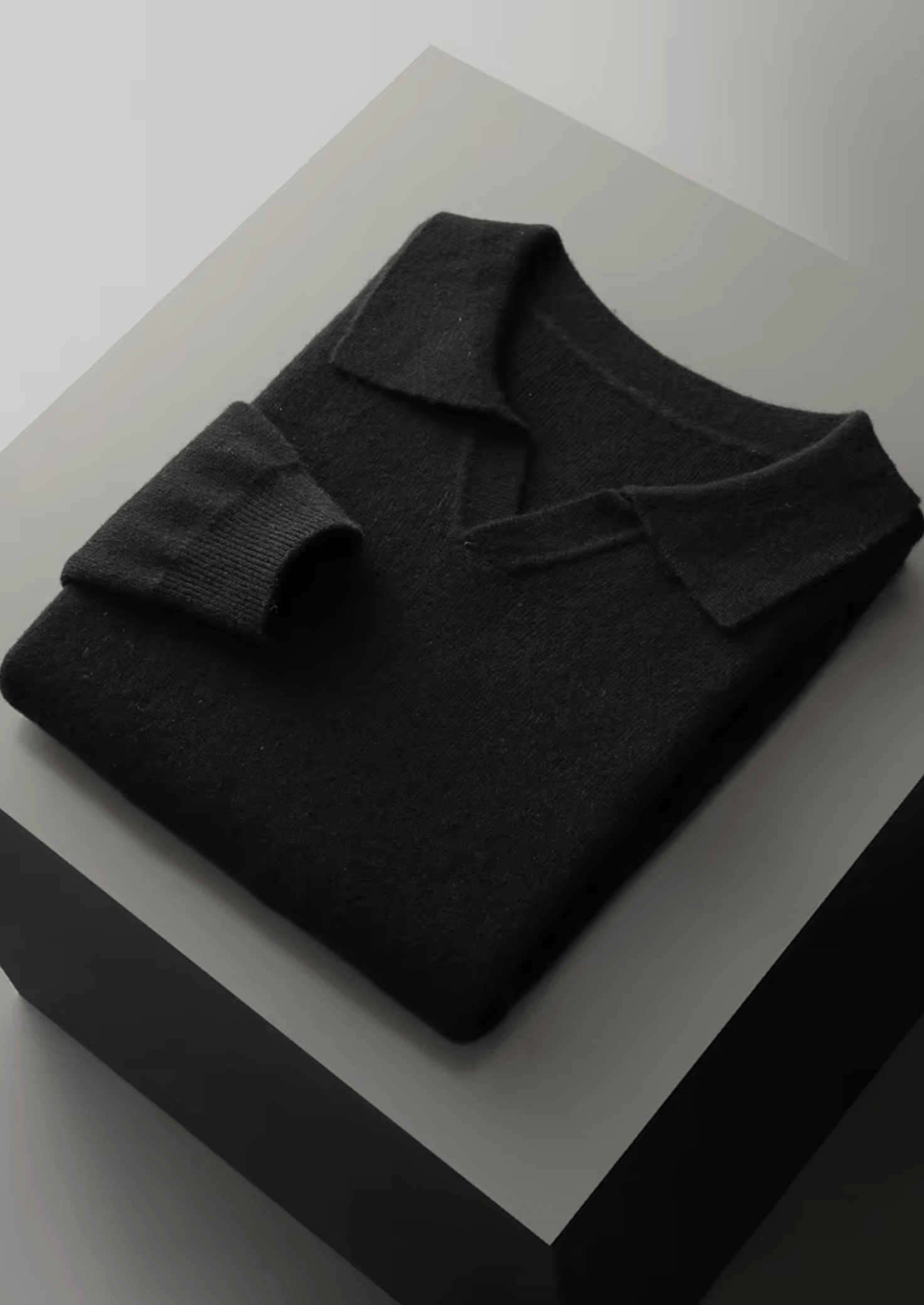 MERINO WOOL RIBBED BUTTONLESS POLO - LORMIER - 