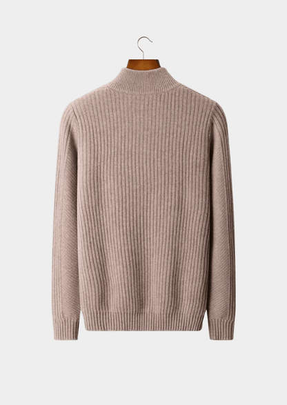 MERINO WOOL RIBBED HENLEY SWEATER - LORMIER - 
