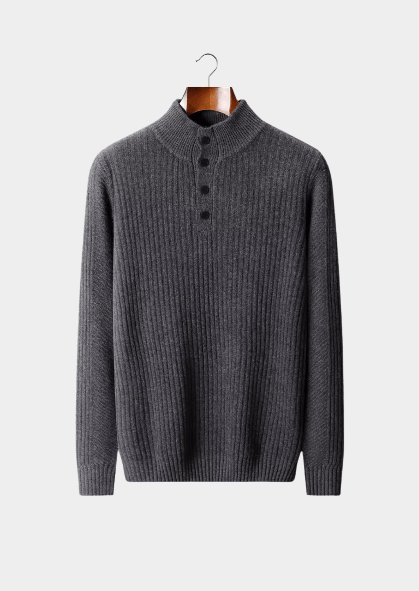 MERINO WOOL RIBBED HENLEY SWEATER - LORMIER - 