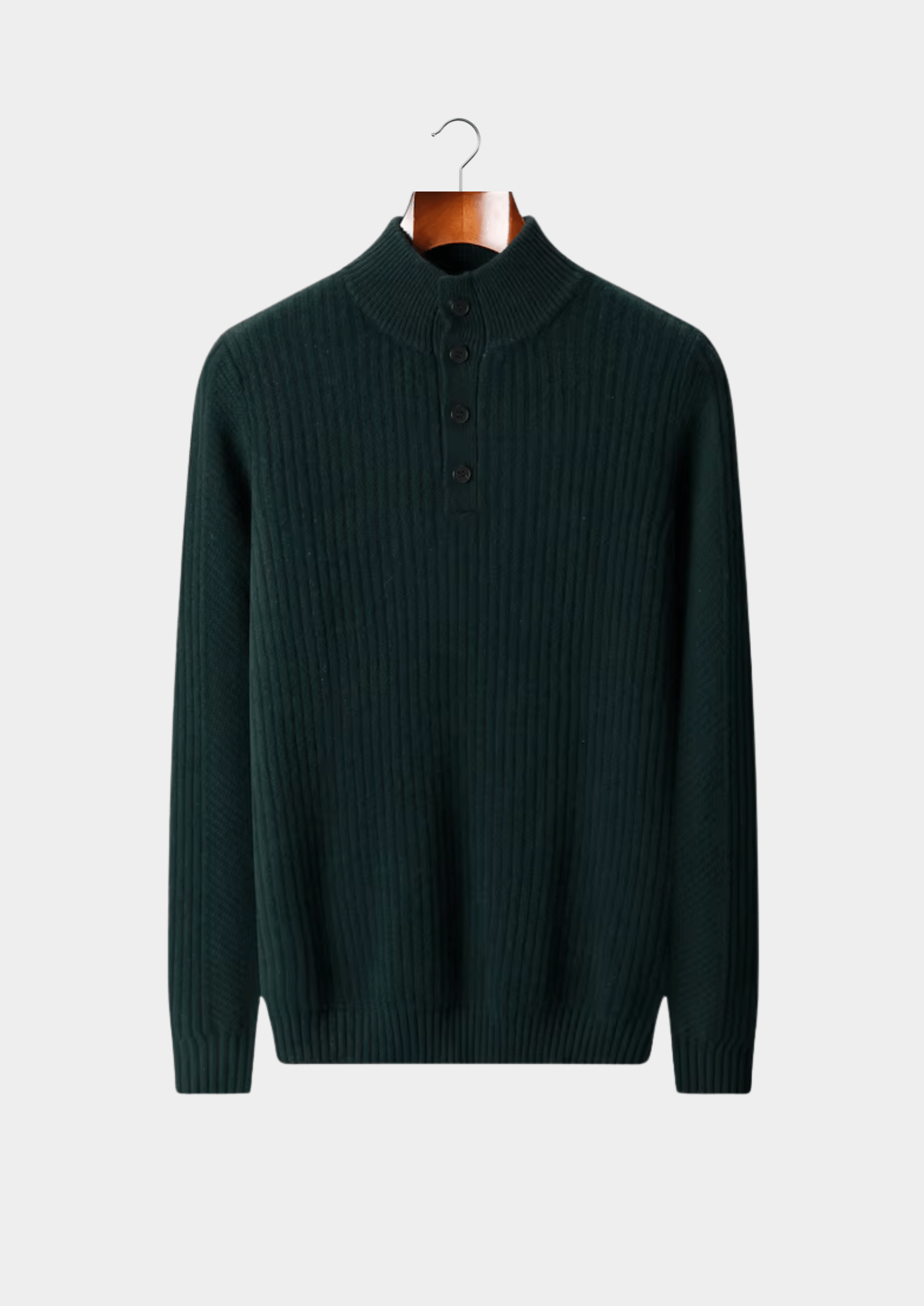MERINO WOOL RIBBED HENLEY SWEATER - LORMIER - 