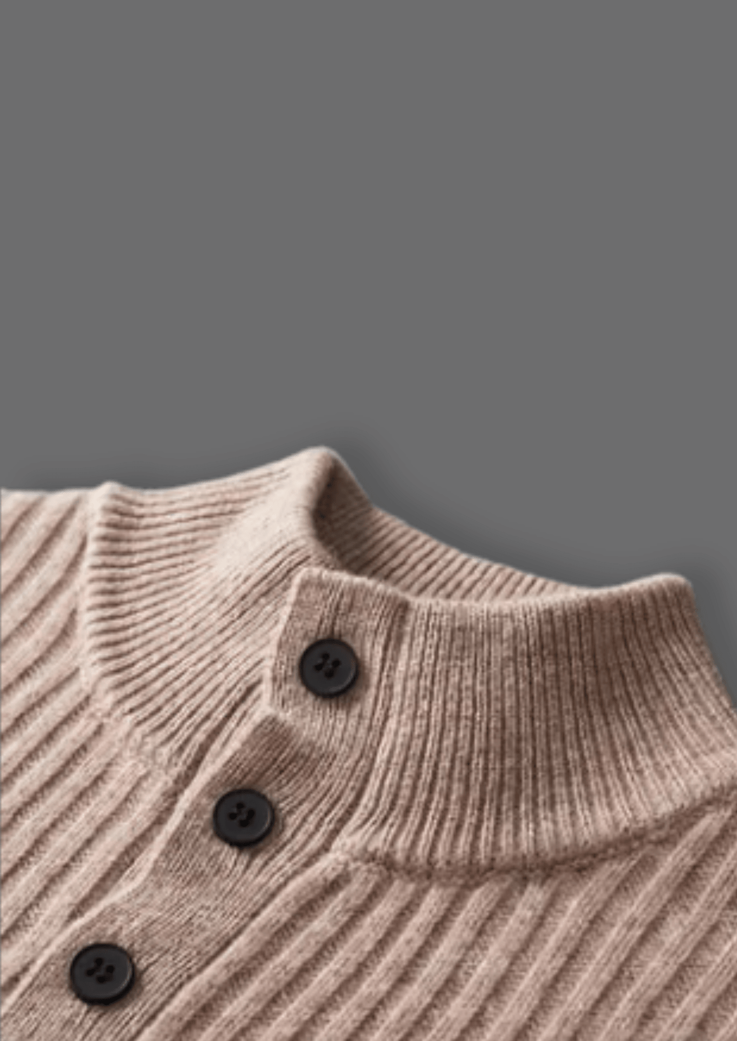 MERINO WOOL RIBBED HENLEY SWEATER - LORMIER - 