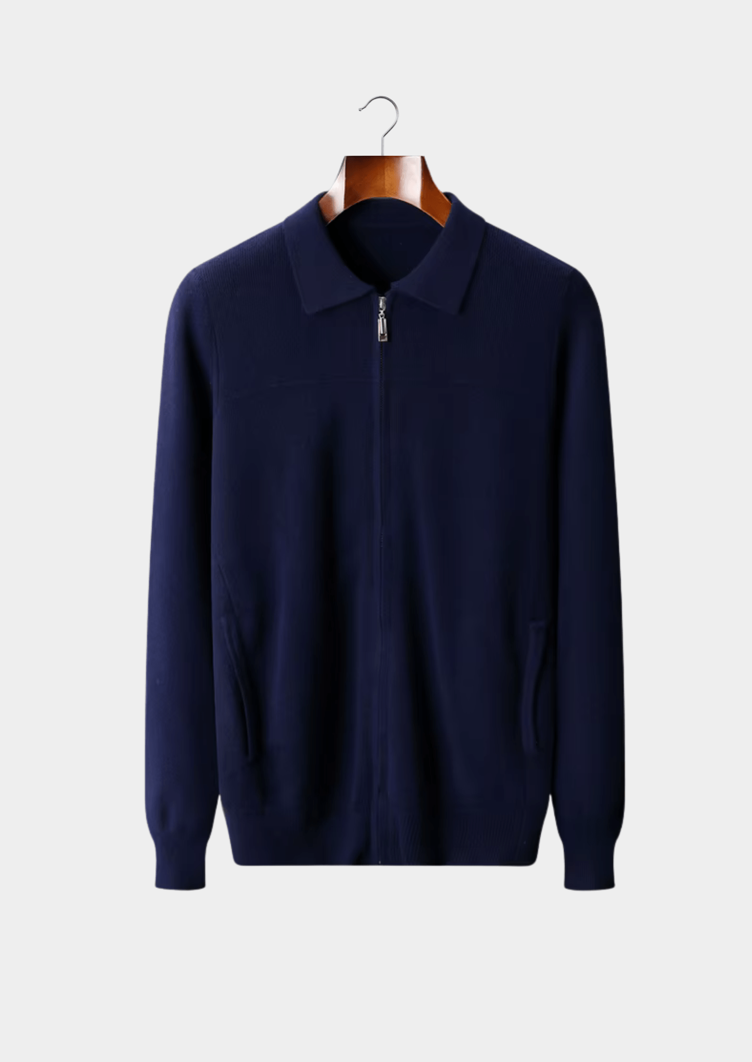 MERINO WOOL RIBBED POLO CARDIGAN - LORMIER - 