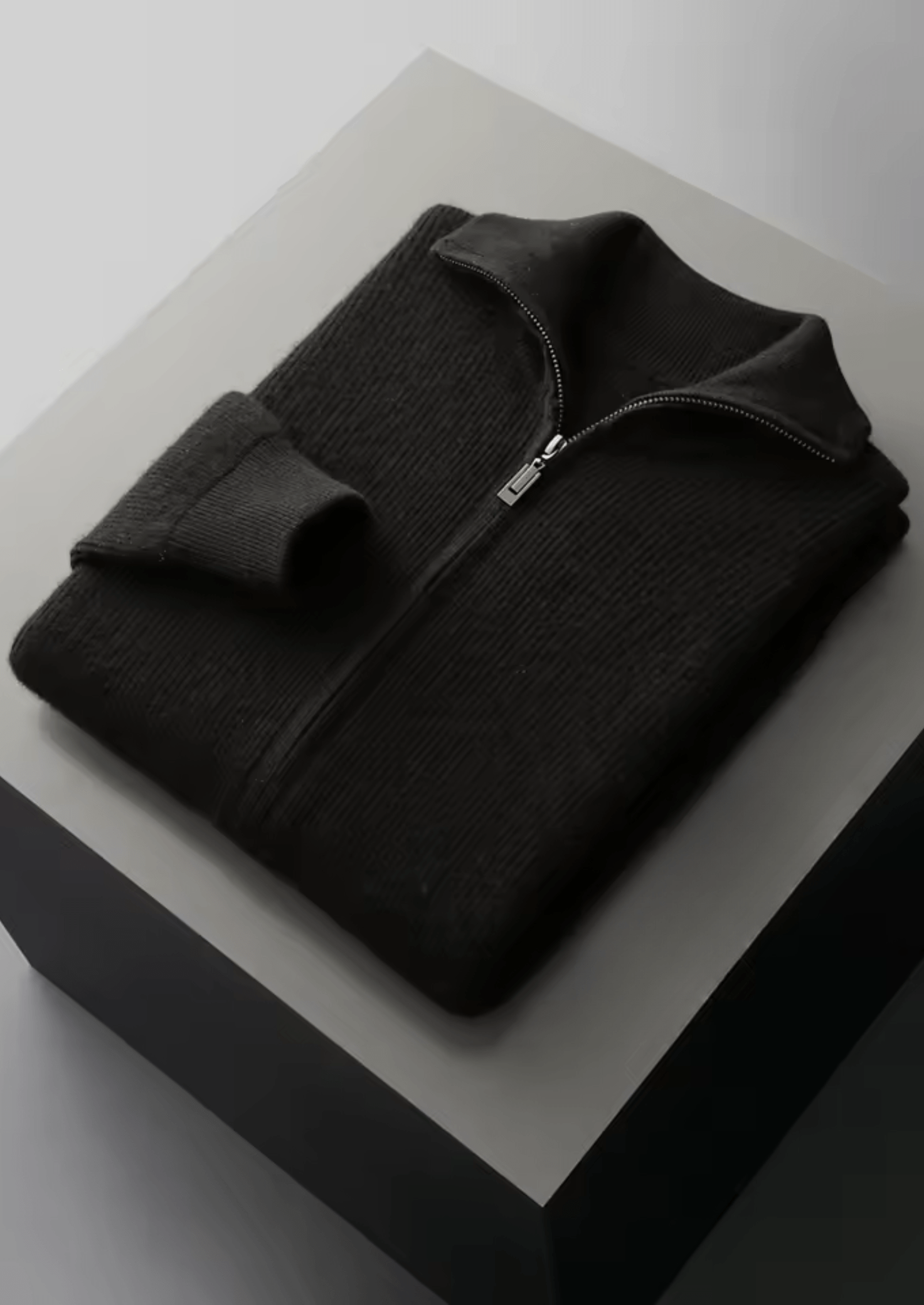 MERINO WOOL RIBBED ZIPPER CARDIGAN - LORMIER - 