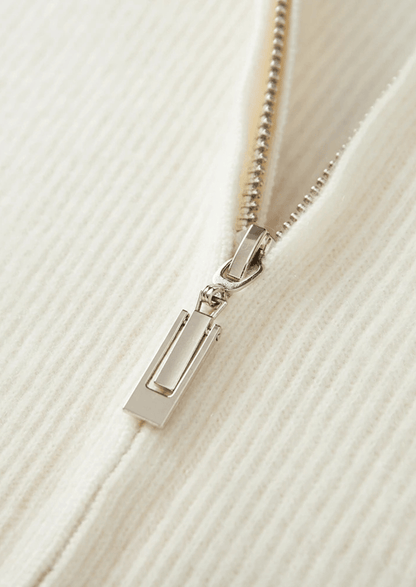 MERINO WOOL RIBBED ZIPPER CARDIGAN - LORMIER - 