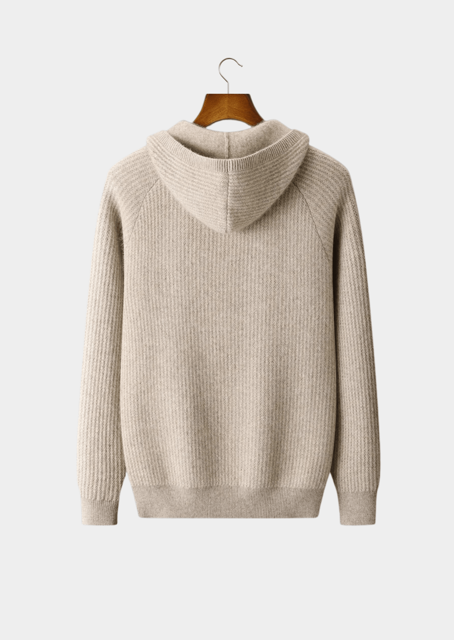MERINO WOOL RIBBED ZIPPER HOODIE - LORMIER - 